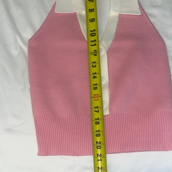 Lulus Ameliah Pink and White Collared Sweater Tank Top - Picture 12 of 13